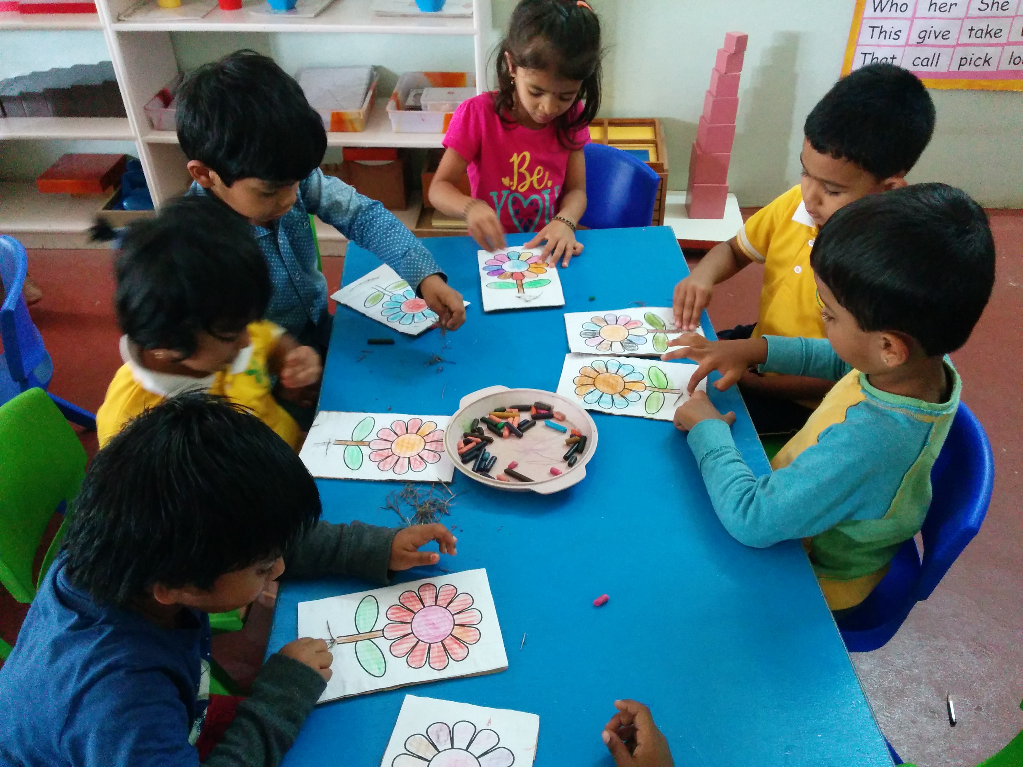 Child drawing plants