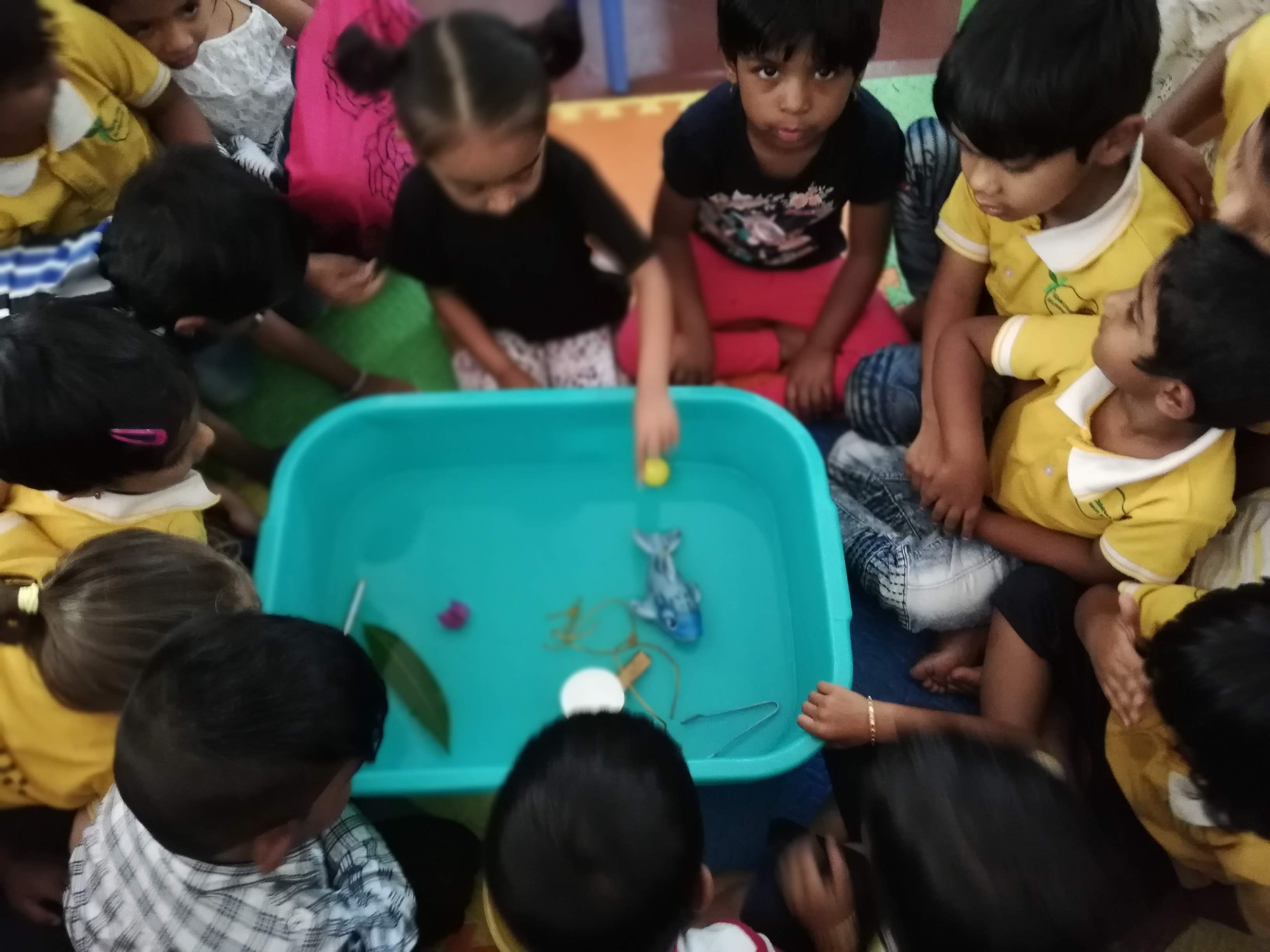 Child learning about sink and float